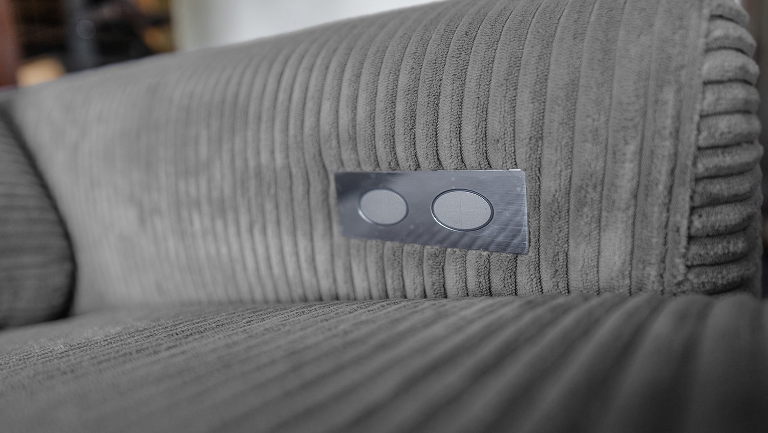 KAWOLA Sofa LAISKA Ecksofa Relaxfunktion teilmotorisch Cord grau
