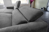 KAWOLA Sofa LAISKA Ecksofa Relaxfunktion teilmotorisch Cord grau
