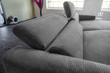 KAWOLA Sofa LAISKA Ecksofa Relaxfunktion teilmotorisch Cord grau