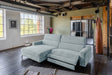 KAWOLA Sofa LAISKA Ecksofa Relaxfunktion teilmotorisch Cord hellblau, Links