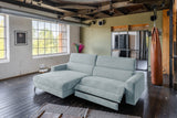 KAWOLA Sofa LAISKA Ecksofa Relaxfunktion teilmotorisch Cord hellblau, Links
