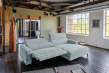 KAWOLA Sofa LAISKA Ecksofa Relaxfunktion teilmotorisch Cord hellblau