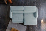 KAWOLA Sofa LAISKA Ecksofa Relaxfunktion teilmotorisch Cord hellblau