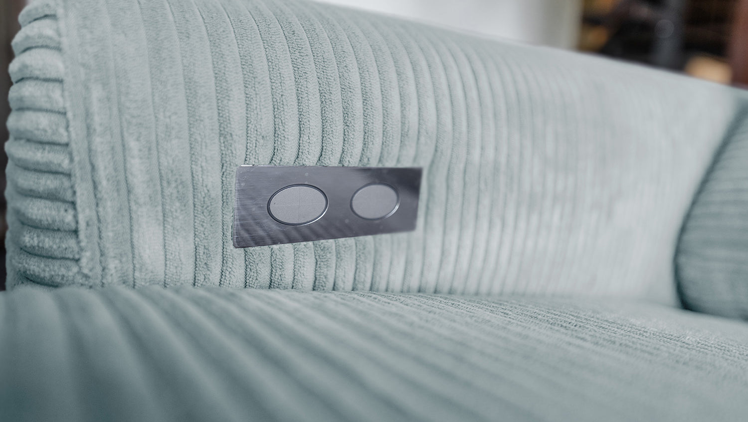 KAWOLA Sofa LAISKA Ecksofa Relaxfunktion teilmotorisch Cord hellblau