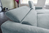 KAWOLA Sofa LAISKA Ecksofa Relaxfunktion teilmotorisch Cord hellblau