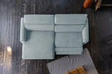 KAWOLA Sofa LAISKA Ecksofa Relaxfunktion teilmotorisch Cord hellblau