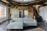 KAWOLA Sofa LAISKA Ecksofa Relaxfunktion teilmotorisch Cord hellblau