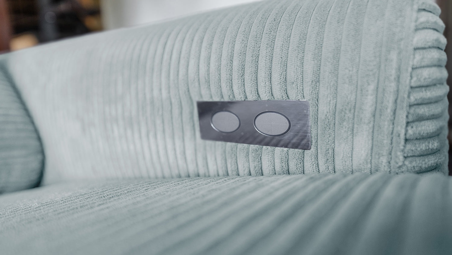 KAWOLA Sofa LAISKA Ecksofa Relaxfunktion teilmotorisch Cord hellblau