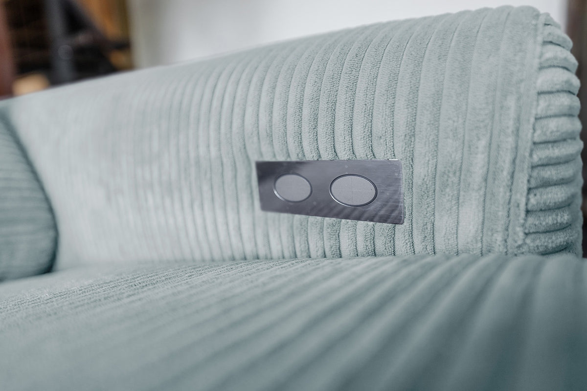 KAWOLA Sofa LAISKA Ecksofa Relaxfunktion teilmotorisch Cord hellblau
