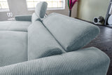 KAWOLA Sofa LAISKA Ecksofa Relaxfunktion teilmotorisch Cord hellblau