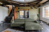 KAWOLA Sofa LAISKA Ecksofa Relaxfunktion teilmotorisch Cord olivgrün