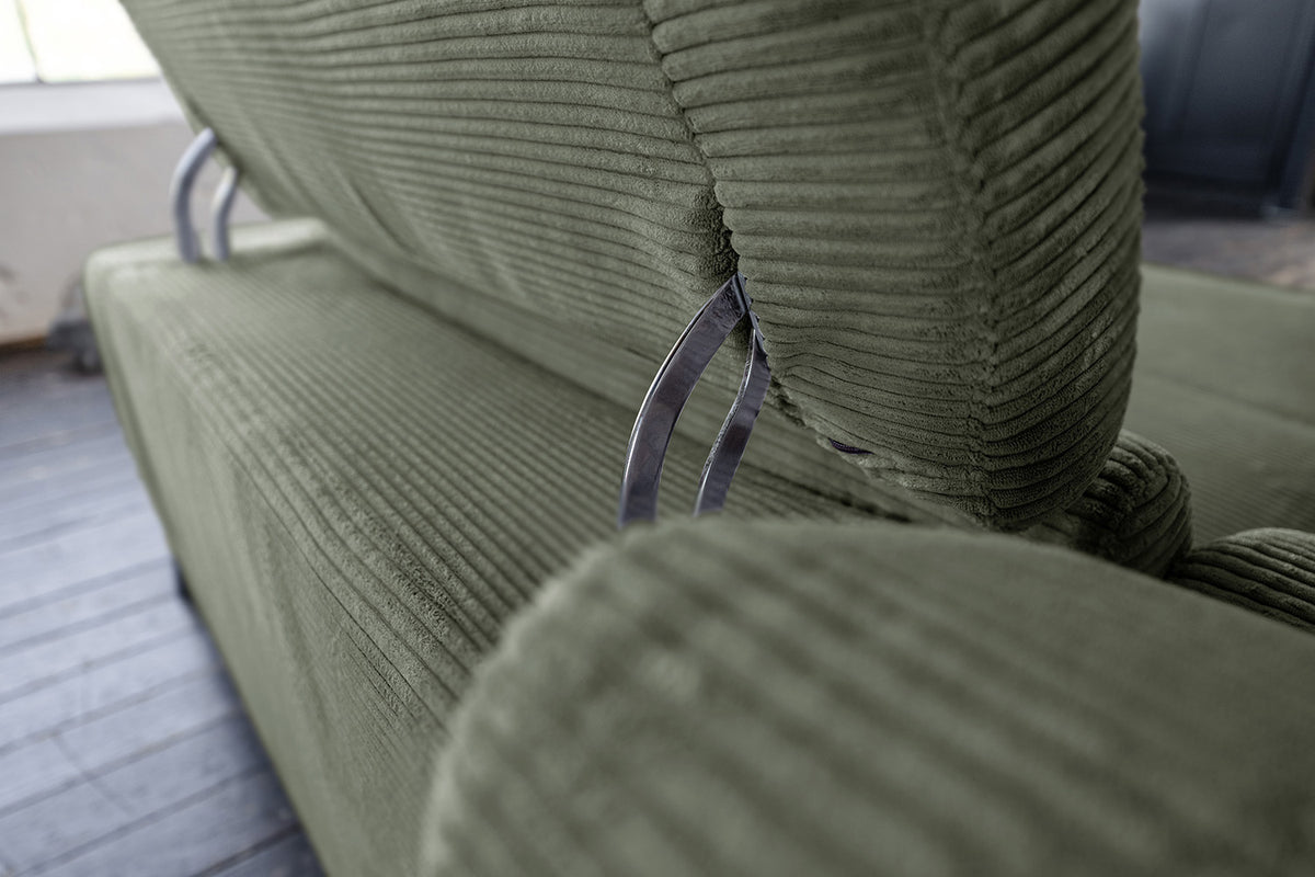 KAWOLA Sofa LAISKA Ecksofa Relaxfunktion teilmotorisch Cord olivgrün