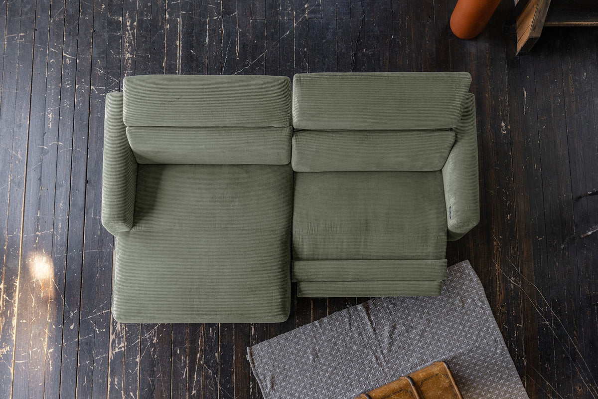 KAWOLA Sofa LAISKA Ecksofa Relaxfunktion teilmotorisch Cord olivgrün