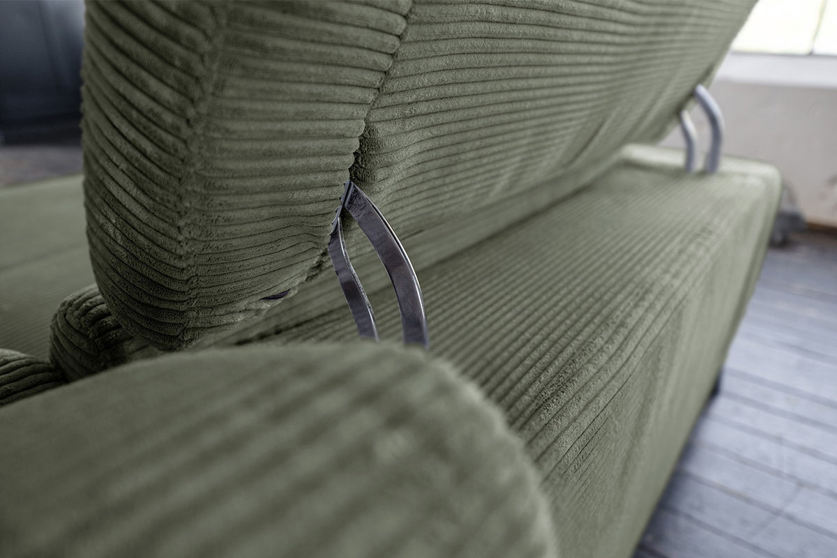 KAWOLA Sofa LAISKA Ecksofa Relaxfunktion teilmotorisch Cord olivgrün