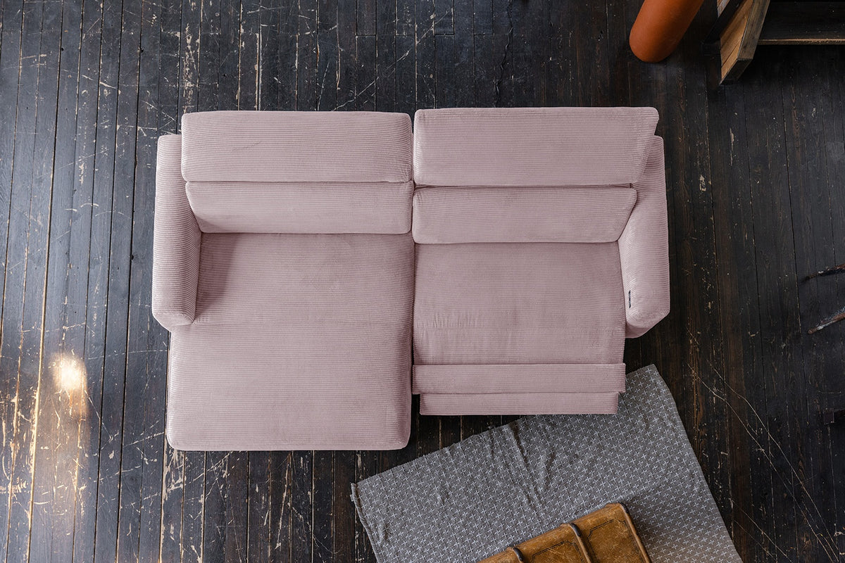 KAWOLA Sofa LAISKA Ecksofa Relaxfunktion teilmotorisch Cord rosa