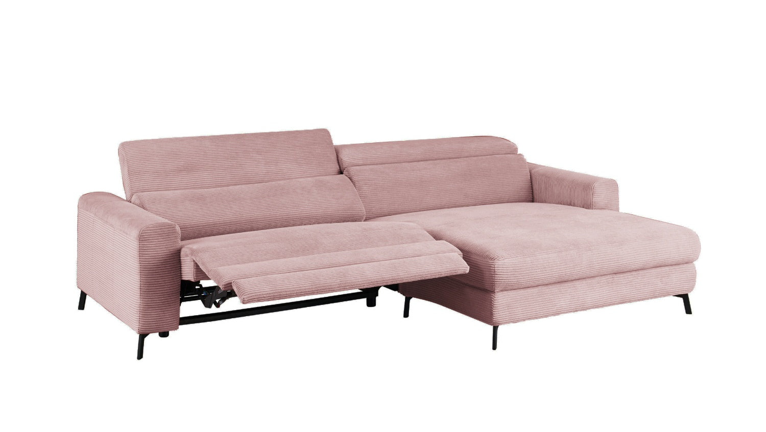 KAWOLA Sofa LAISKA Ecksofa Relaxfunktion teilmotorisch Cord rosa