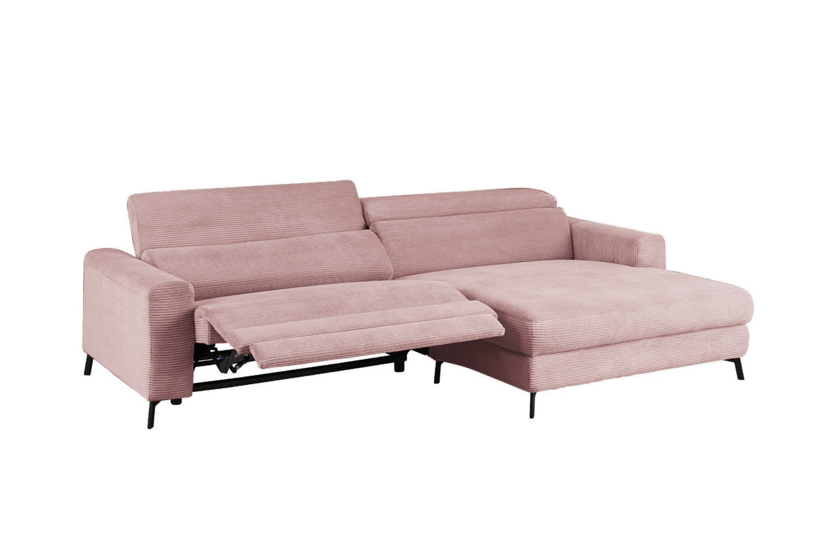 KAWOLA Sofa LAISKA Ecksofa Relaxfunktion teilmotorisch Cord rosa