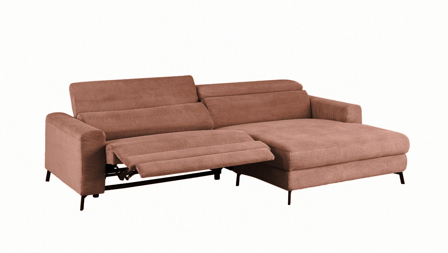 KAWOLA Sofa LAISKA Ecksofa Relaxfunktion teilmotorisch Cord rost
