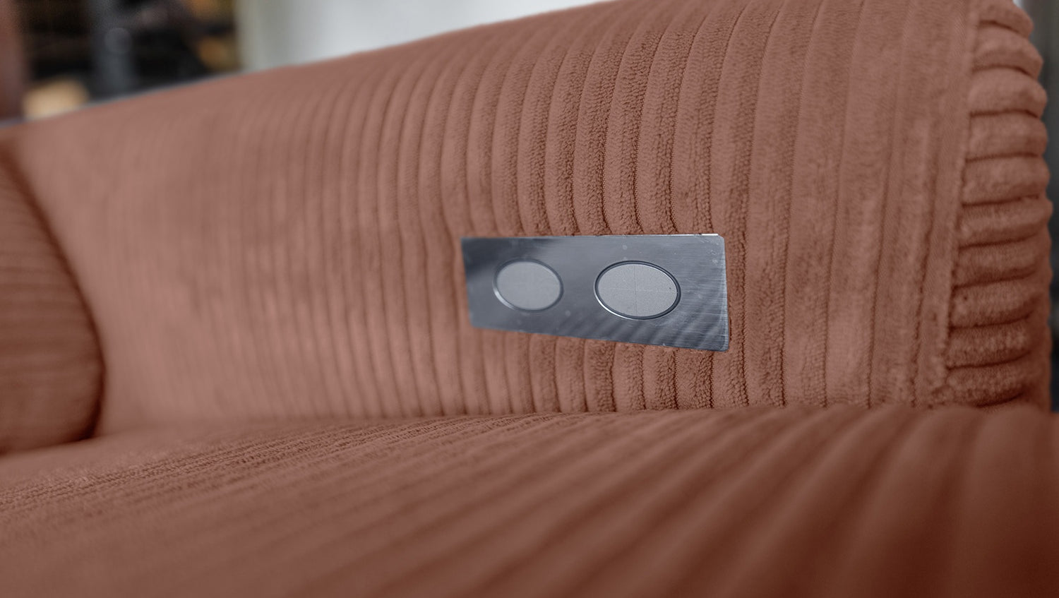 KAWOLA Sofa LAISKA Ecksofa Relaxfunktion teilmotorisch Cord rost