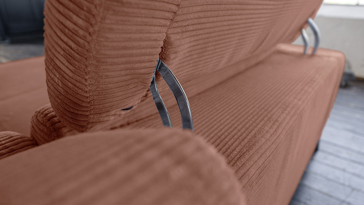 KAWOLA Sofa LAISKA Ecksofa Relaxfunktion teilmotorisch Cord rost