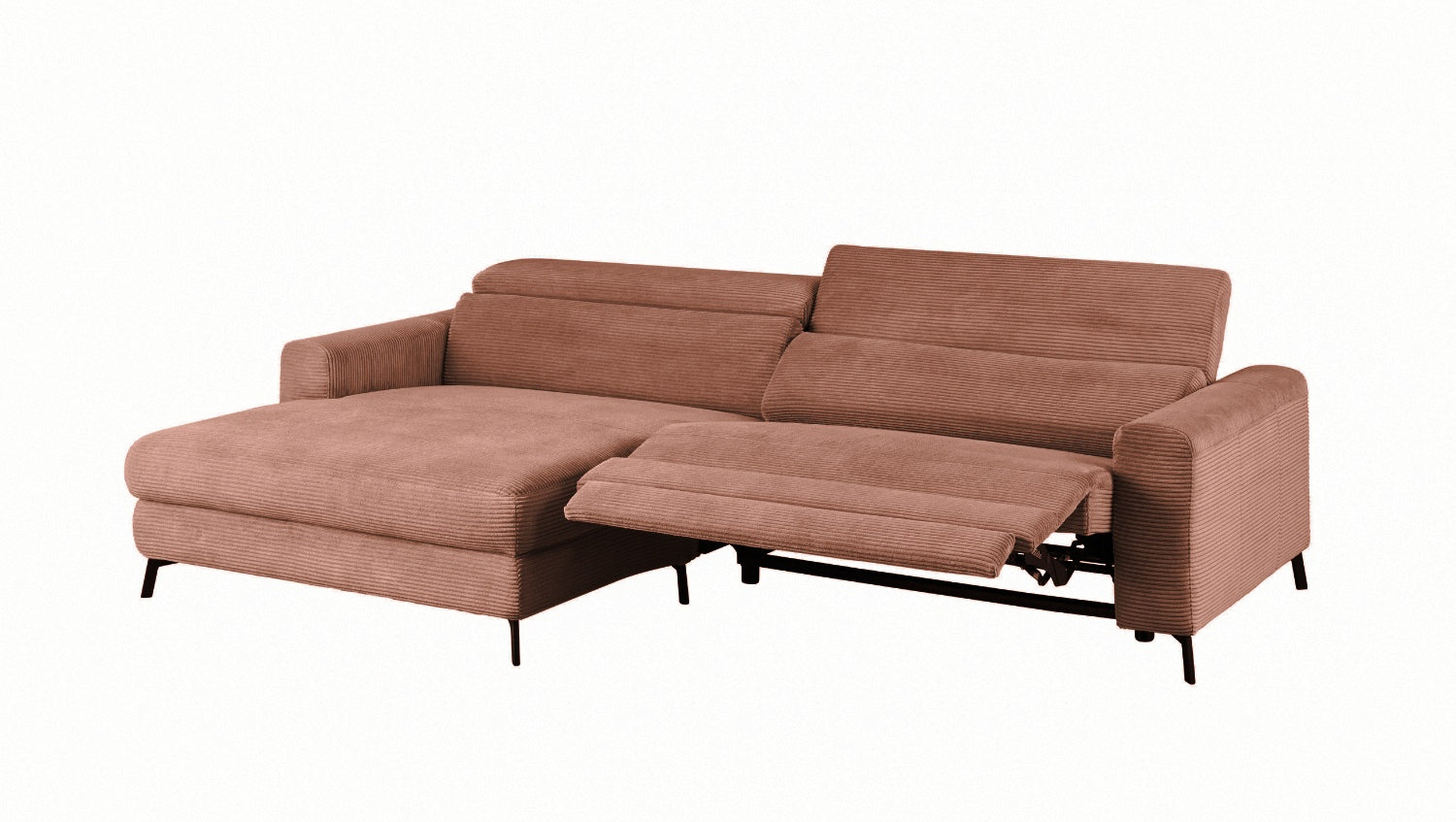 KAWOLA Sofa LAISKA Ecksofa Relaxfunktion teilmotorisch Cord rost