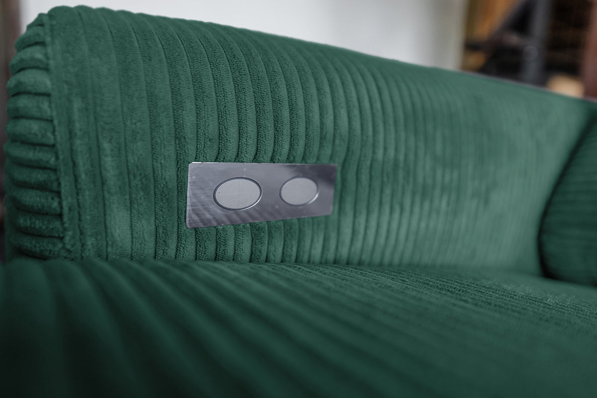 KAWOLA Sofa LAISKA Ecksofa Relaxfunktion teilmotorisch Cord smaragd