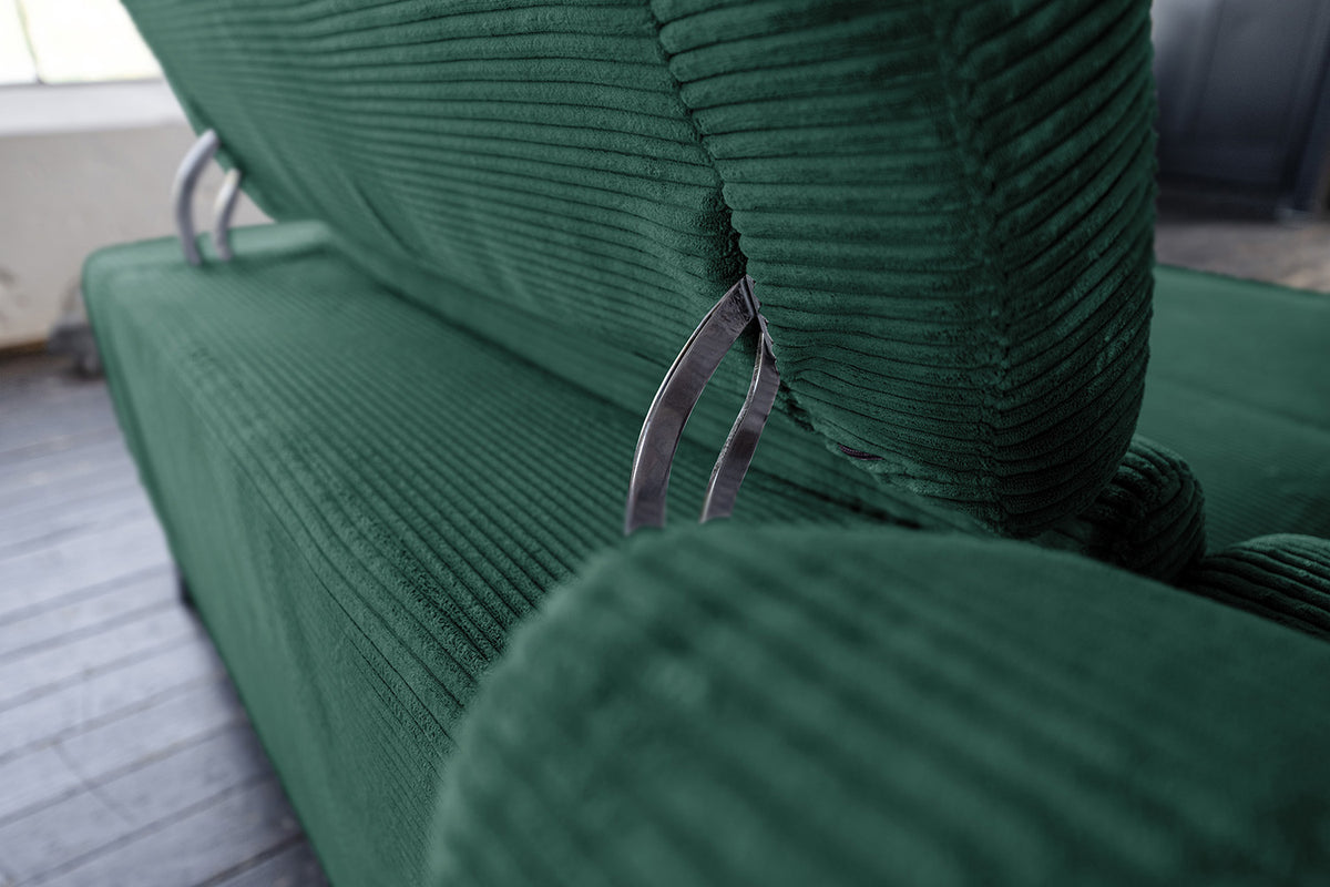 KAWOLA Sofa LAISKA Ecksofa Relaxfunktion teilmotorisch Cord smaragd