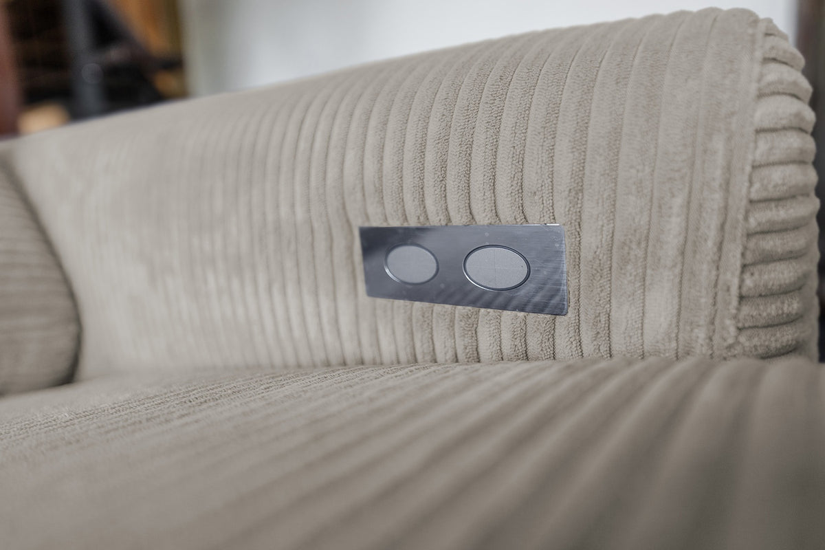 KAWOLA Sofa LAISKA Ecksofa Relaxfunktion teilmotorisch Cord steingrau