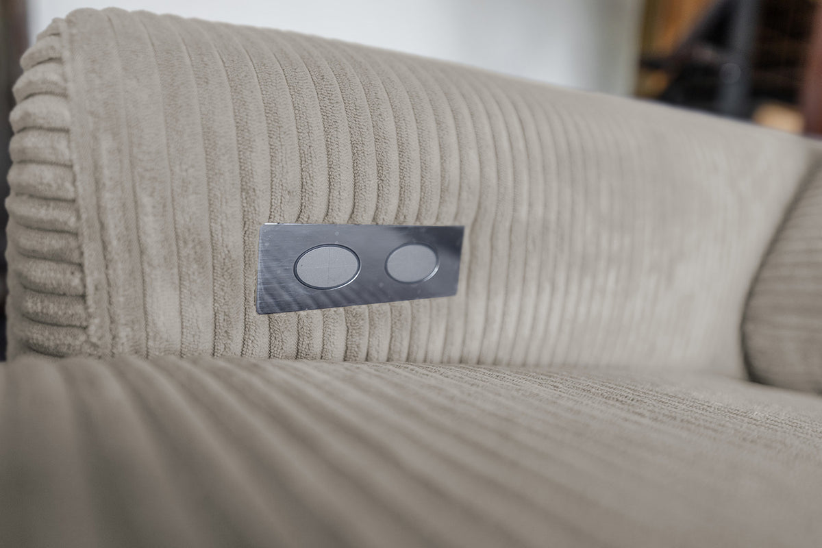 KAWOLA Sofa LAISKA Ecksofa Relaxfunktion teilmotorisch Cord steingrau