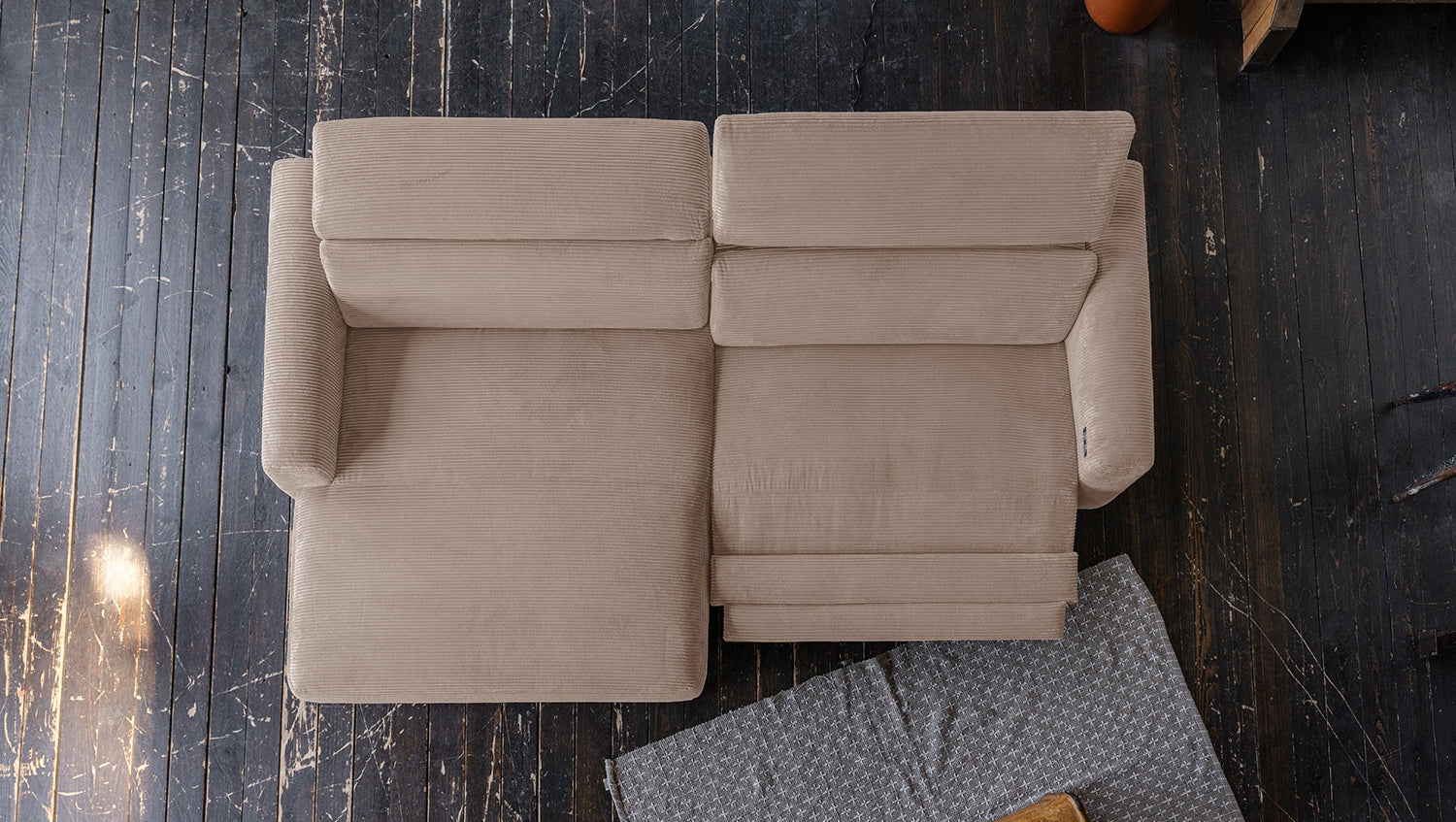 KAWOLA Sofa LAISKA Ecksofa Relaxfunktion teilmotorisch Cord taupe