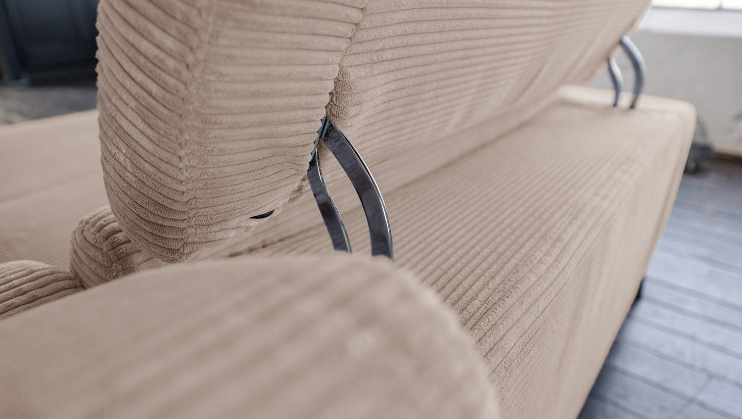 KAWOLA Sofa LAISKA Ecksofa Relaxfunktion teilmotorisch Cord taupe