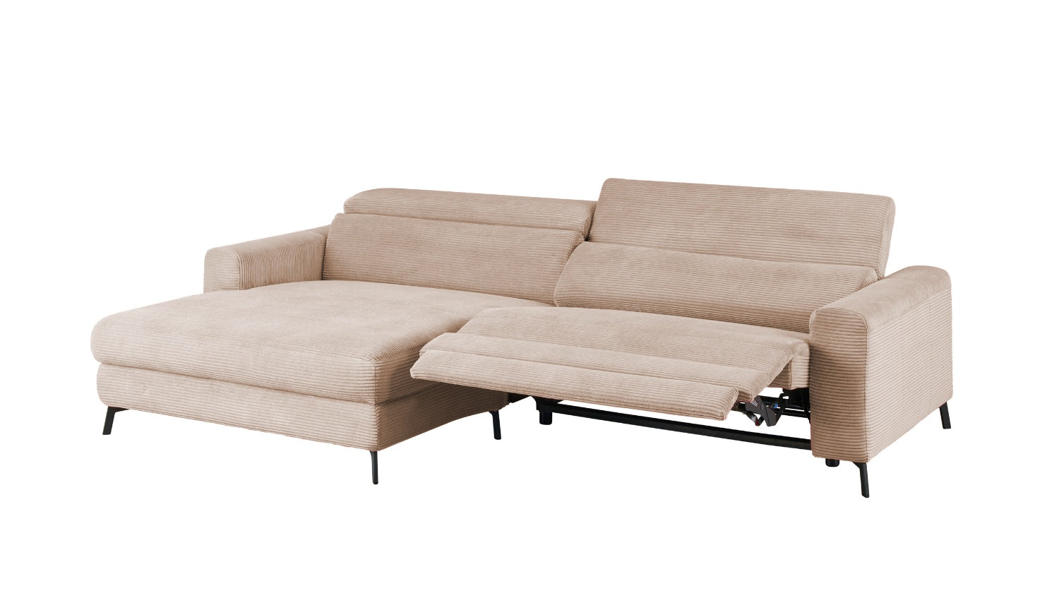 KAWOLA Sofa LAISKA Ecksofa Relaxfunktion teilmotorisch Cord taupe