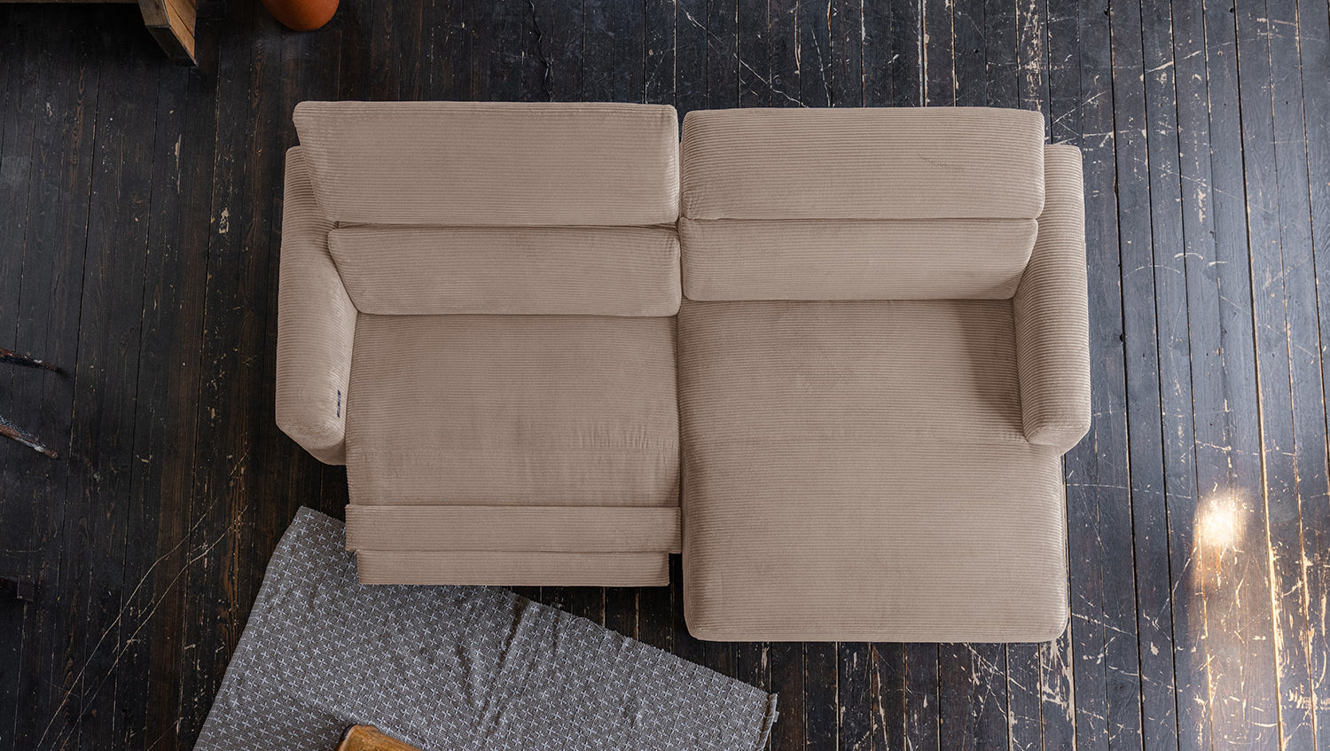 KAWOLA Sofa LAISKA Ecksofa Relaxfunktion teilmotorisch Cord taupe