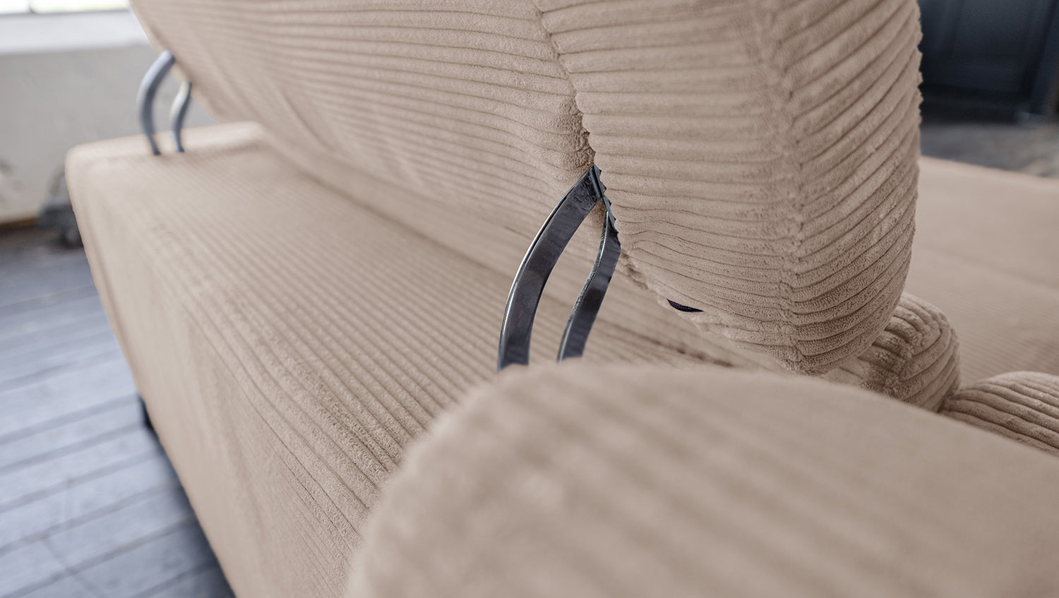 KAWOLA Sofa LAISKA Ecksofa Relaxfunktion teilmotorisch Cord taupe