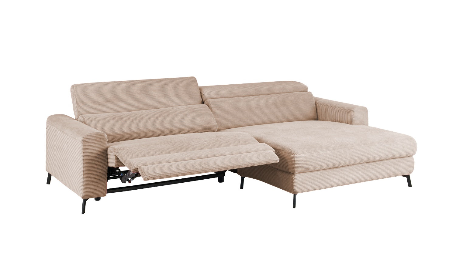 KAWOLA Sofa LAISKA Ecksofa Relaxfunktion teilmotorisch Cord taupe