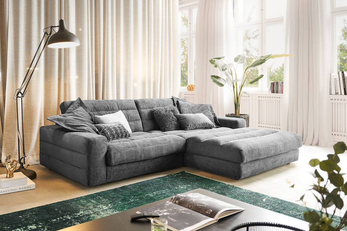 KAWOLA Sofa LANA Ecksofa Cord grau, Rechts
