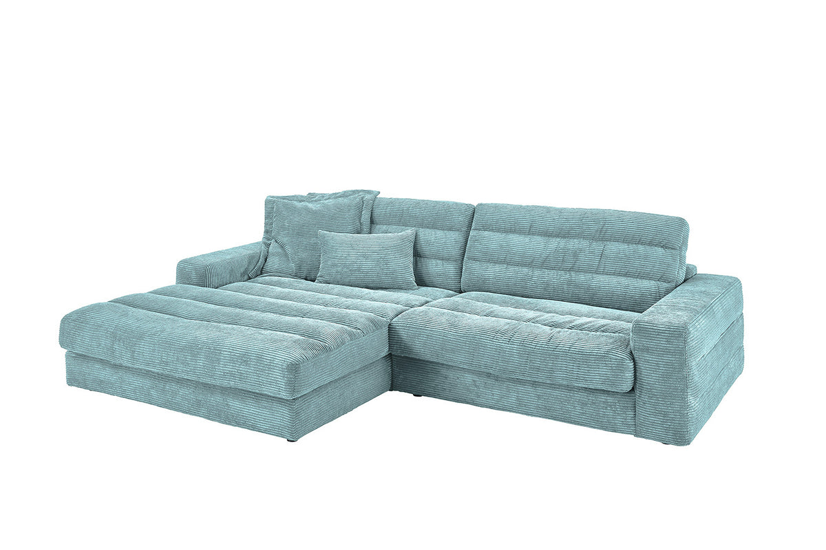 KAWOLA Sofa LANA Ecksofa Cord hellblau