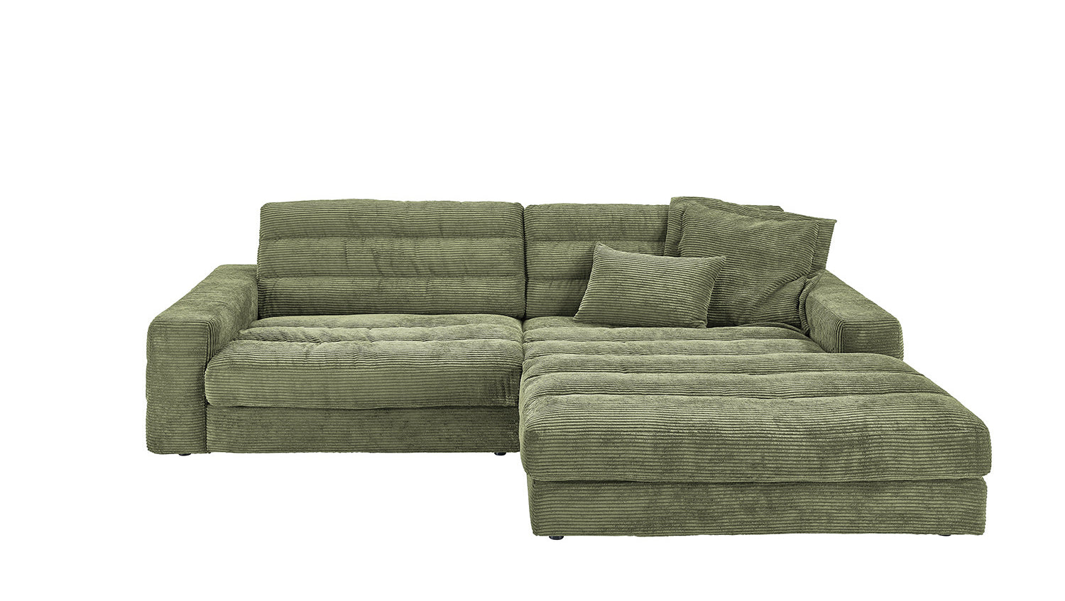 KAWOLA Sofa LANA Ecksofa Cord olivgrün