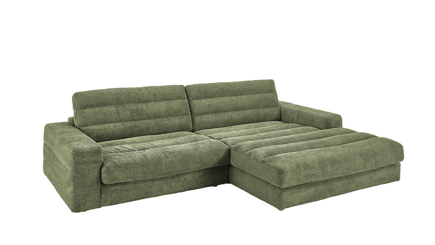 KAWOLA Sofa LANA Ecksofa Cord olivgrün