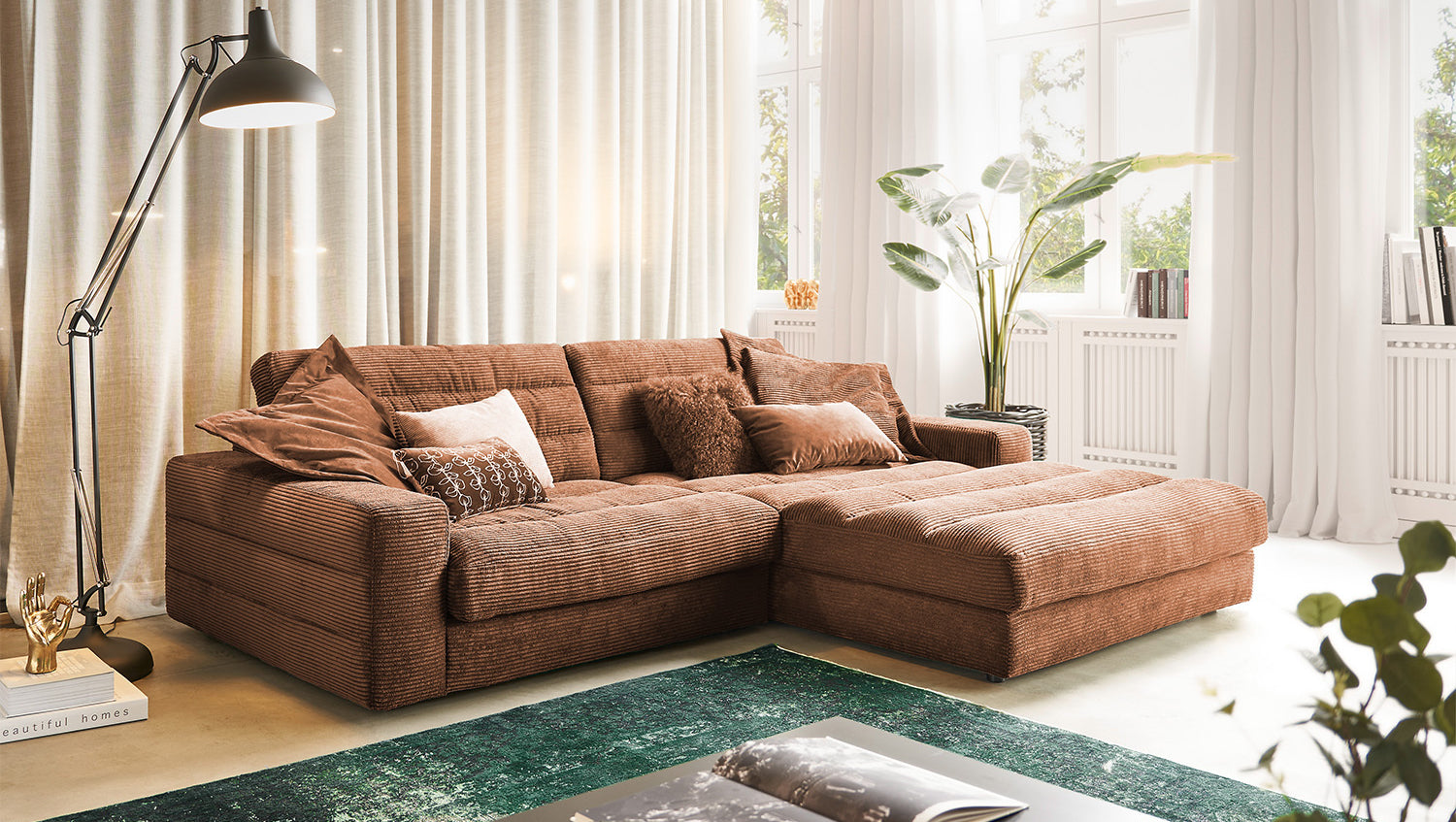 KAWOLA Sofa LANA Ecksofa Cord rost, Rechts