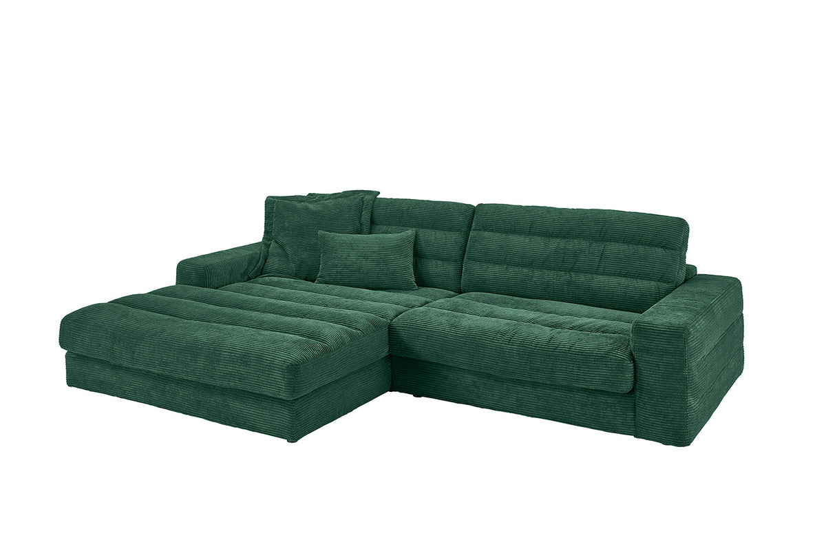 KAWOLA Sofa LANA Ecksofa Cord smaragd
