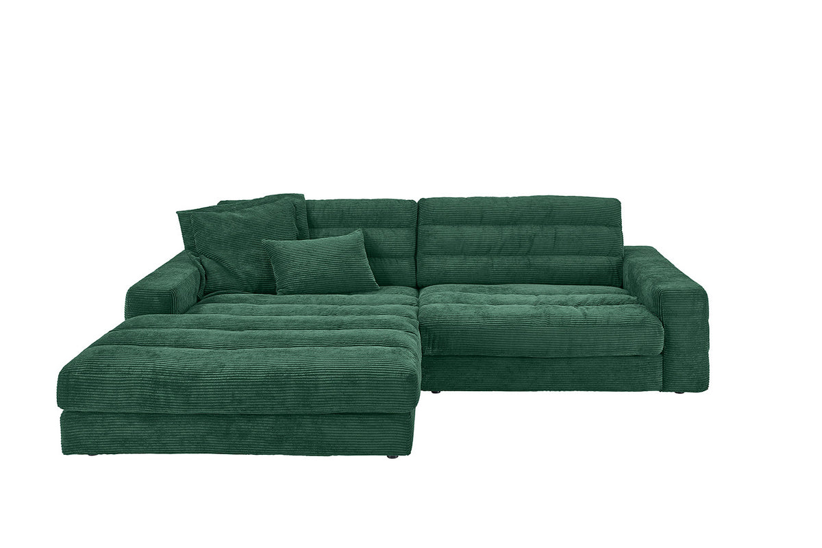 KAWOLA Sofa LANA Ecksofa Cord smaragd