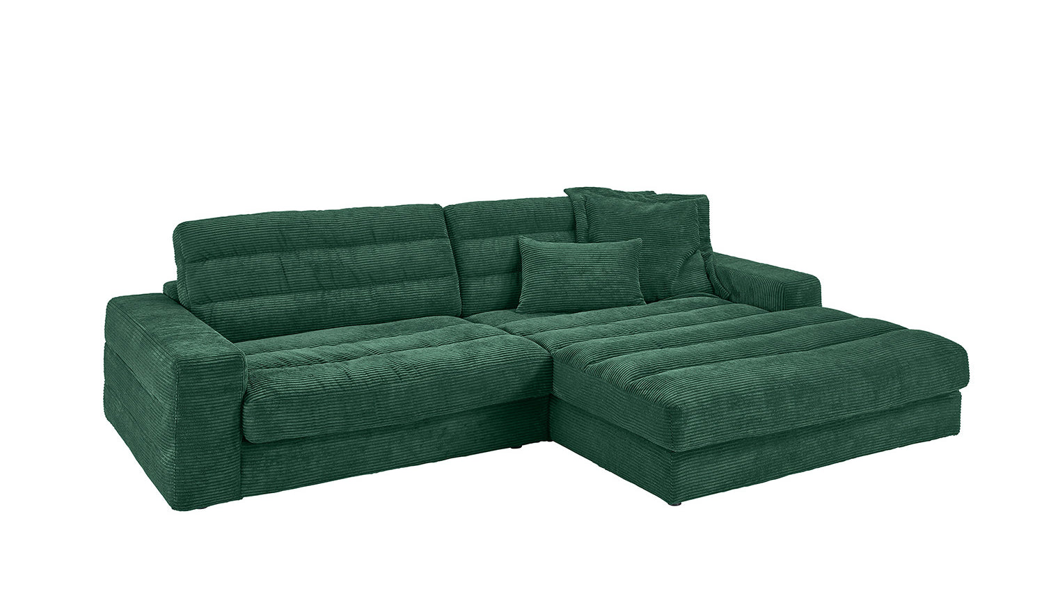 KAWOLA Sofa LANA Ecksofa Cord smaragd