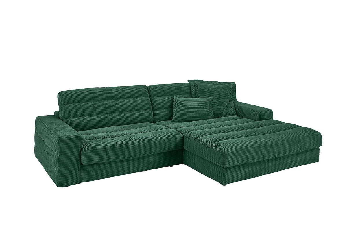 KAWOLA Sofa LANA Ecksofa Cord smaragd