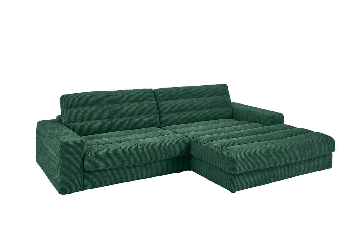 KAWOLA Sofa LANA Ecksofa Cord smaragd