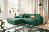 KAWOLA Sofa LANA Ecksofa Cord smaragd, Links