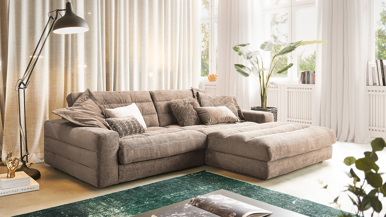KAWOLA Sofa LANA Ecksofa Cord taupe, Rechts