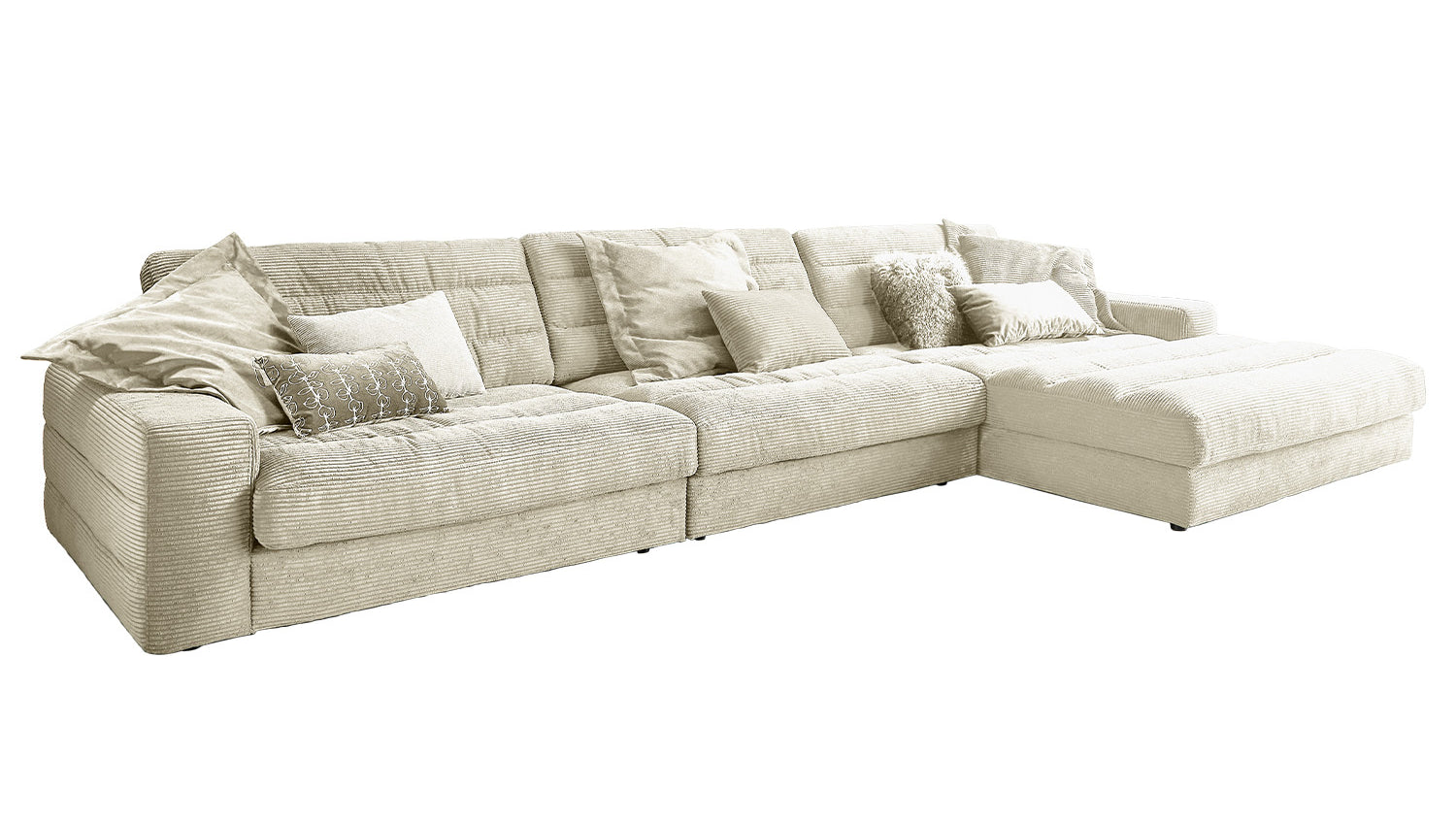 KAWOLA Sofa LANA XL Ecksofa Cord cremeweiß