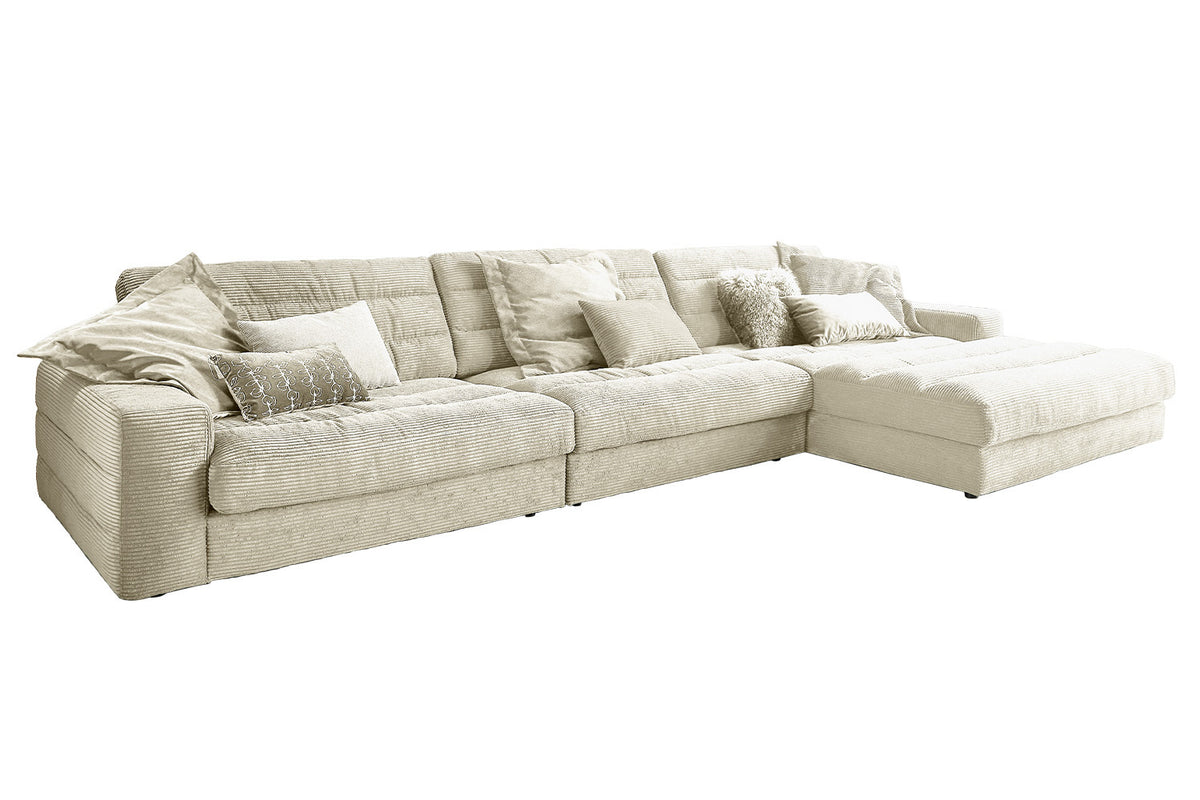 KAWOLA Sofa LANA XL Ecksofa Cord cremeweiß
