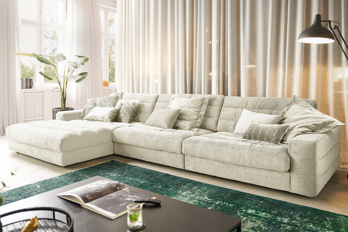 KAWOLA Sofa LANA XL Ecksofa Cord cremeweiß